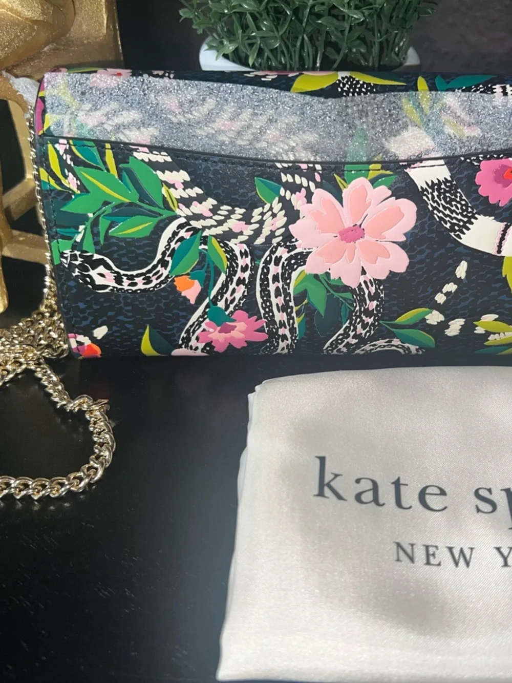 KATE SPADE Sammy Snake Flap Chain Crossbody Bag